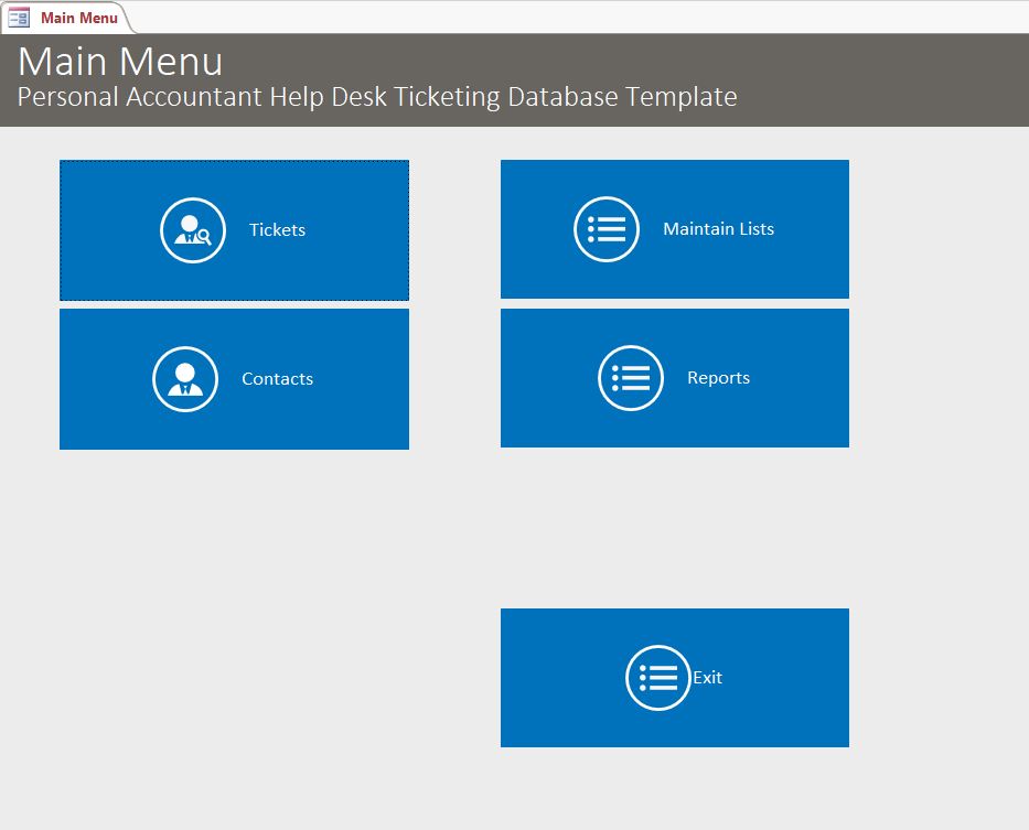 Personal Accountant Help Desk Ticket Tracking Template | Tracking Database